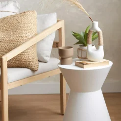 Best White Ceramic Oval Vase with Rope on Handles Modern Decorative Vases|Home Decorative Items & Objects