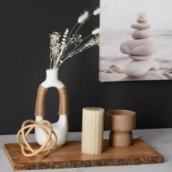 Best White Ceramic Oval Vase with Rope on Handles Modern Decorative Vases|Home Decorative Items & Objects