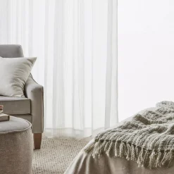 White Gusta Embroidered Curtain Sheer Curtains & Window Sheer Panels