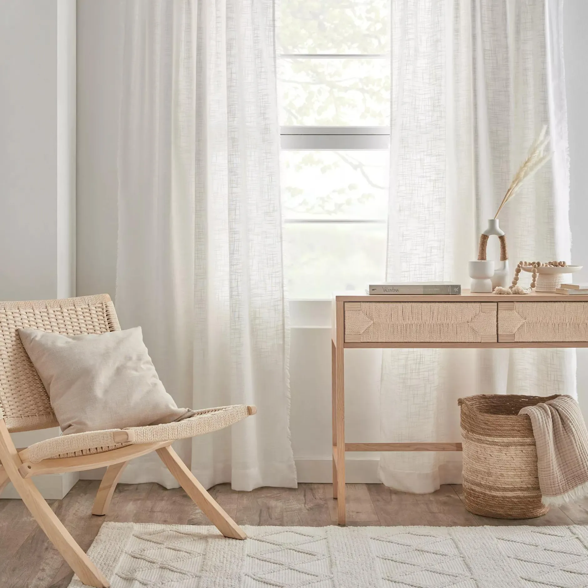 Discount White Nuk Back-Tab/Rod-Pocket Curtain Sheer Curtains & Window Sheer Panels