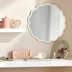 Online White Scalloped Mirror Junior Wall Decor & Mirrors