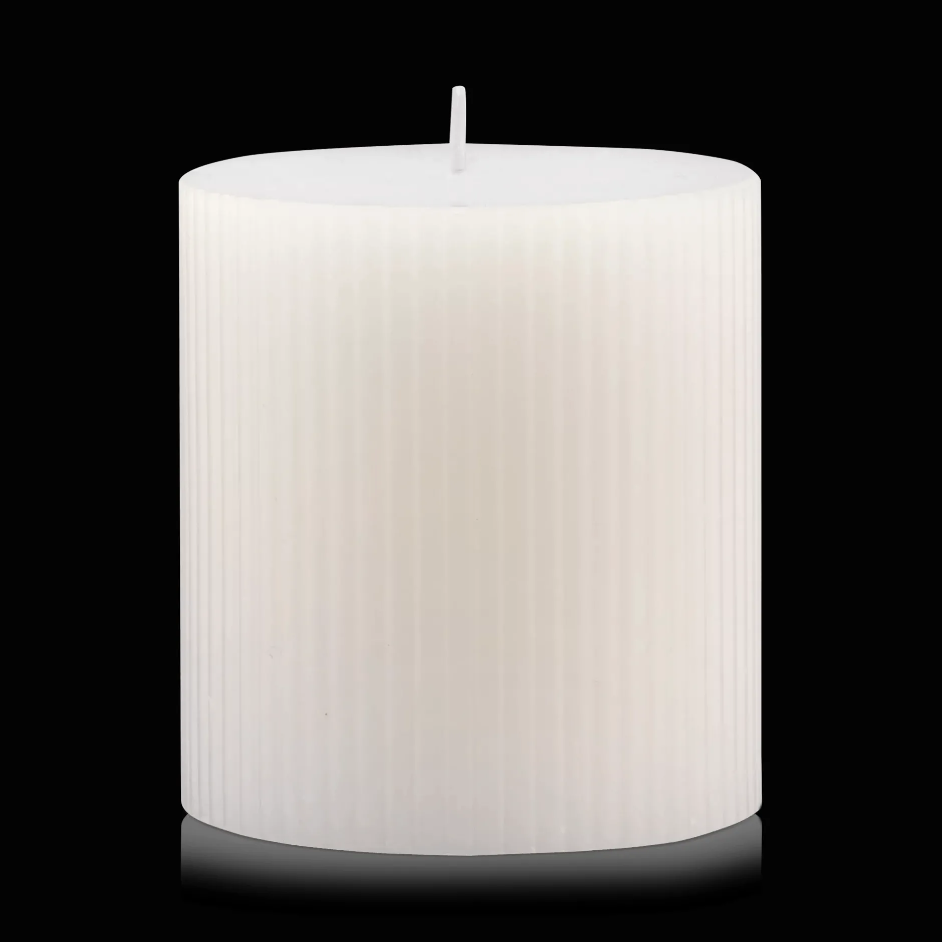 Sale White Short Ribbed Candle Candles & Candle Stick Holders