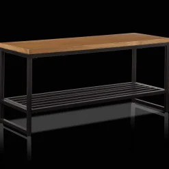 Hot Wood and Metal Bench with Shoe Rack Entryway Benches Ottomans And Poufs|Ottomans & Benches