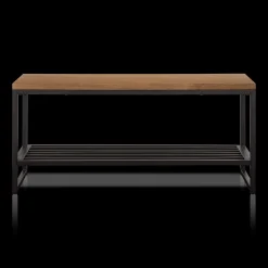 Hot Wood and Metal Bench with Shoe Rack Entryway Benches Ottomans And Poufs|Ottomans & Benches