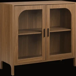 New Wooden Veneer Buffet with Glass Doors Furniture Accessories|Buffet Tables & Credenzas