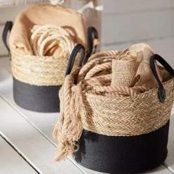 Woven Seagrass and Cotton Rope Basket Storage Baskets & Hampers|Storage & Baskets